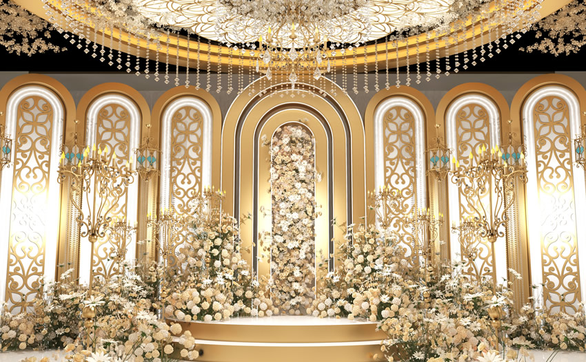 营山香槟色调婚礼堂效果展示